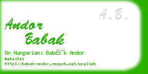 andor babak business card